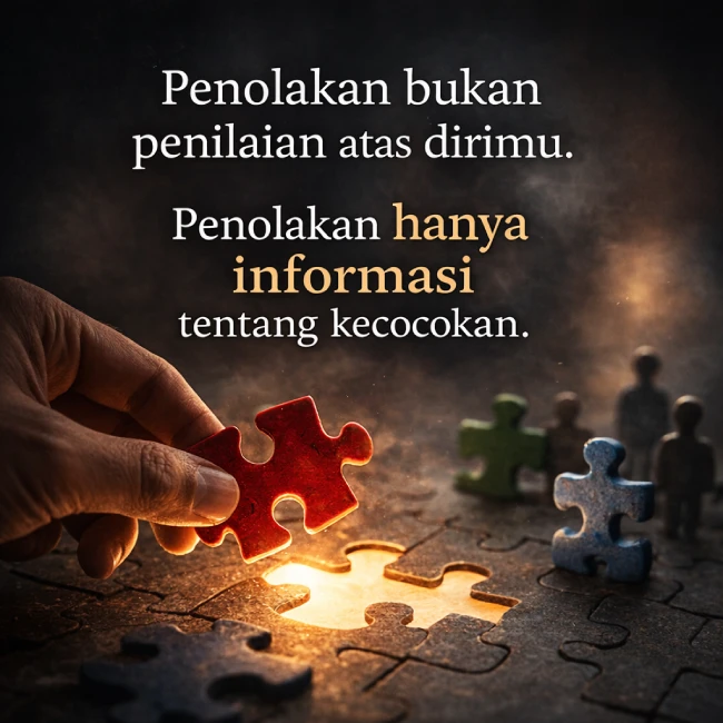 Penolakan adalah informasi tentang kecocokan, bukan penilaian atas dirimu